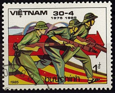 1985 - Vietnam 571/574 - 10e anniversaire de la lib�ration de Sa�gon (S�rie compl�te de timbres oblit�r�s)