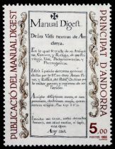 1986 - Andorre Fran&ccedil;ais Timbre n&deg; 352 - Bicentenaire de la 1re publication du \ Manual Digest\ 