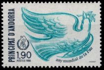 1986 - Andorre Fran&ccedil;ais Timbre n&deg; 353 - Ann&eacute;e internationale de la Paix