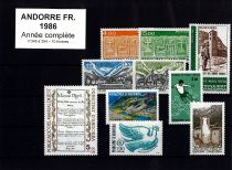 1986 - Andorre français timbres n° 345-354 - Année Complète