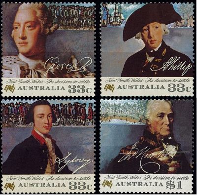 1986 - Australie Timbres n� 960/963 - Personnalit�s - Histoire