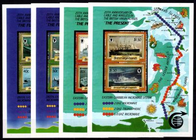 1986 - Iles Vierges britanniques Blocs n� 31/34 - 20e anniversaire du centre des liaisons par c�bles sous-marins de Tortola