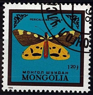 1986 - Mongolie 1428/1434 - Faune, Papillons (S�rie compl�te de timbres oblit�r�s)