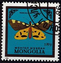 1986 - Mongolie 1428/1434 - Faune, Papillons (Série complète de timbres oblitérés)