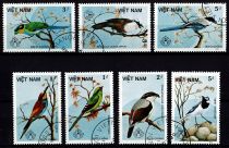1986 - Vietnam 708/714 - Oiseaux, \ Stockholmia\'86\  Exposition philatélique internationale (Série complète de timbres oblitérés)
