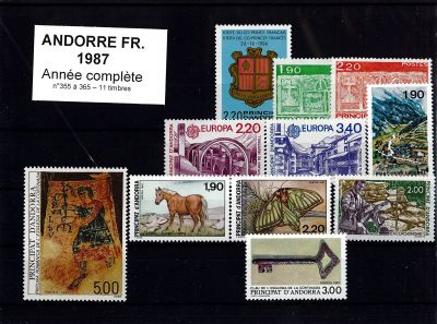 1987 - Andorre fran�ais timbres n� 355-365 - Ann�e Compl�te