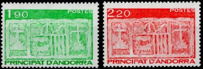1987 - Andorre Fran�ais Timbres n� 356/357 - Type Ecu primitif des Vall�es
