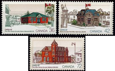 1987 - Canada Timbres n� 1002/1004 - Exposition philat�lique - Capex\'87 � Toronto