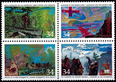 1987 - Canada Timbres n� 983/986 - G�ographie - L\'exploration du Canada (II)