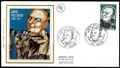 1987 - France Enveloppe 1er jour n� 2453 - Hommage � Raoul Follereau \ p�re\  des l�preux