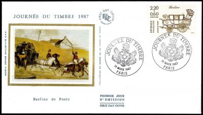 1987 - France Enveloppe 1er jour n� 2468 - Journ�e du Timbre - Berline