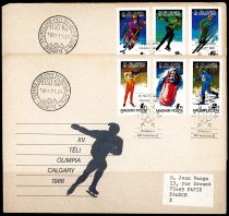 1987 - Hongrie Enveloppes 1er jour n° 3135/3140 - Jeux Olympiques d\'hiver - 1988 Calgary