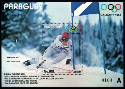 1987 - Paraguay Bloc n� 387 muestra - Jeux Olympique d\'hiver - 1988 Calgary