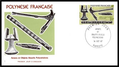 1987 - Polyn�sie Fran�aise FDC n� 288/290 - Armes et objets usuels polyn�siens