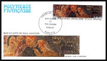 1987 - Polyn&eacute;sie Fran&ccedil;aise FDC n&deg; PA198 - Bois sculpt&eacute; de Paul Gauguin