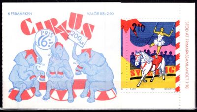 1987 - Su�de Carnet n� 1436 - Bicentenaire du cirque en Su�de