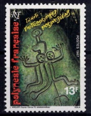 1987 - Timbres Polyn�sie 280/281 - P�troglyphes polyn�siens