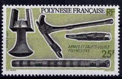 1987 - Timbres Polyn�sie 288/290 - Armes et objets usuels polyn�siens