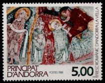 1988 - Andorre Fran&ccedil;ais Timbre n&deg; 375 - Fresque romane de l\'&eacute;glise d\'Andorre