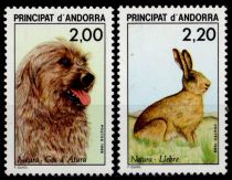 1988 - Andorre Fran&ccedil;ais Timbres n&deg; 373/374 - Protection de la nature