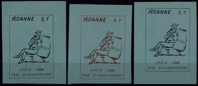 1988 - France - Gr�ve - Roanne (3 valeurs)