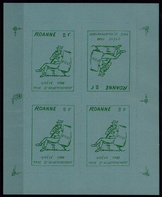 1988 - France - Gr�ve - Roanne (Bloc 4 valeurs)