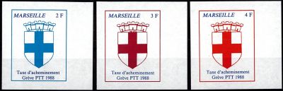 1988 - France n� 44/46 - Gr�ve - Marseille (3 valeurs)