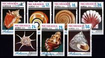 1988 - Nicaragua timbres n° 1509 - PA1240-PA1245 - Faune - Coquillages