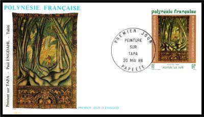 1988 - Polyn�sie Fran�aise 3 FDC n� 303/305 - Peintures sur \ Tapa\  (tissu d\'�corce)