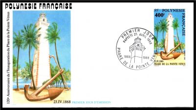 1988 - Polyn�sie Fran�aise FDC n� 302 - 120e anniversaire de l\'�dification du phare de la Pointe V�nus