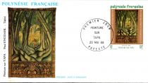 1988 - Polyn&eacute;sie Fran&ccedil;aise FDC n&deg; 303/305 - Peintures sur \ Tapa\  (tissu d\'&eacute;corce)