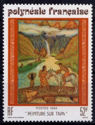 1988 - Timbres Polyn�sie 303/305 - Peintures sur \ Tapas\  (tissu d\'�corce)