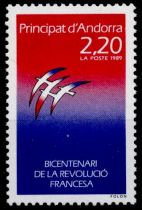 1989 - Andorre Fran&ccedil;ais Timbre n&deg; 376 - Bicentenaire de la R&eacute;volution fran&ccedil;aise