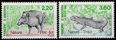 1989 - Andorre Fran�ais Timbres n� 382/383 - Protection de la nature