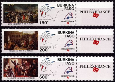 1989 - Burkina Faso Timbres PA n� 322/324 - Bicentenaire de la R�volution fran�aise 