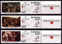 1989 - Burkina Faso Timbres PA n° 322/324 - Bicentenaire de la Révolution française 