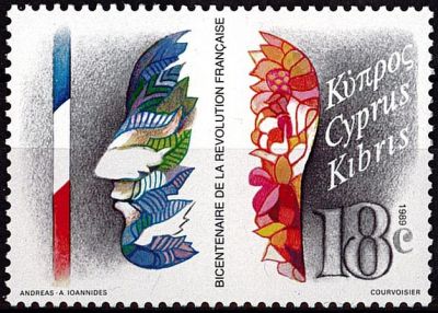 1989 - Chypre Timbre n� 716 - Bicentenaire de la R�volution fran�aise 