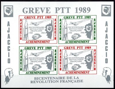 1989 - France - Gr�ve - Ajaccio (Bloc de 4 valeurs)