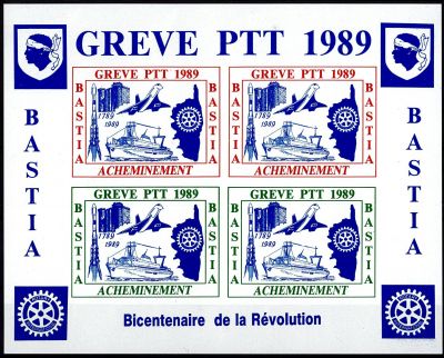 1989 - France - Gr�ve - Bastia (Bloc de 4 valeurs)
