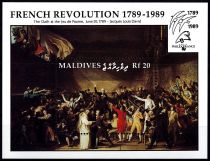 1989 - Maldives Bloc n° 158 - Tableaux - Bicentenaire de la Révolution française (1)