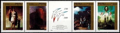 1989 - P�rou Timbres n� 931/934 - Tableaux - Bicentenaire de la R�volution fran�aise 