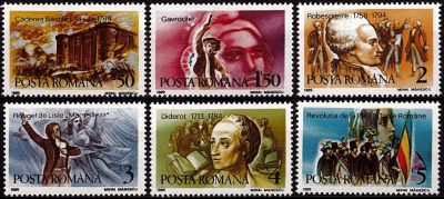 1989 - Roumanie Timbres n� 3860/3865 - Bicentenaire de la R�volution fran�aise 