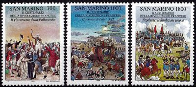1989 - Saint Marin Timbres n� 1215/1217 - Bicentenaire de la R�volution fran�aise 