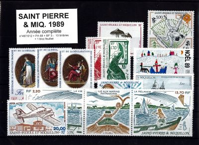 1989 - Saint Pierre et Miquelon n� 497-512,A68,BF3 - Ann�e compl�te de timbres