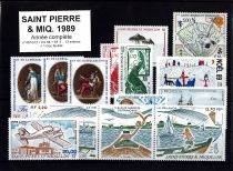 1989 - Saint Pierre et Miquelon n° 497-512,A68,BF3 - Année complète de timbres