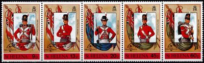1989 - Sainte Helene Timbres n� 500/504 - Uniformes - Exposition philat�lique - Philexfrance\'89