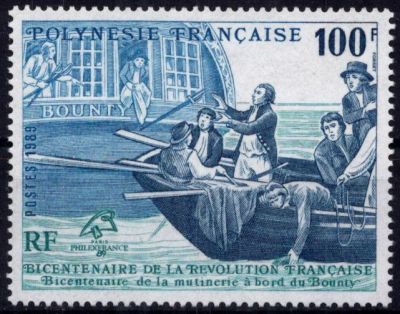 1989 - Timbre Polyn�sie 336 - Bicentenaire de la R�volution fran�aise. Bicentenaire de la mutinerie du \ Bounty\ 