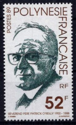 1989 - Timbre Polyn�sie 337 - 1er anniversaire de la mort du R�v�rend P�re O\'Reilly (1900-1988)