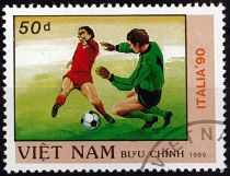 1989 - Vietnam 956/962 - Coupe du monde de football, Italie\'90 (Série complète de timbres oblitérés)