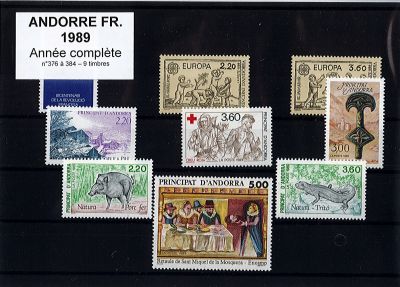 1989 Andorre fran�ais 376_384 - Ann�e Compl�te 